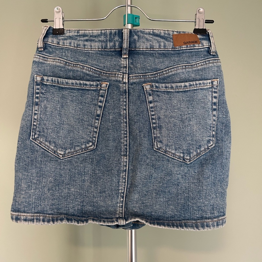 Garage Blue Denim Mini Skirt with Zipper - Picture 2 of 3
